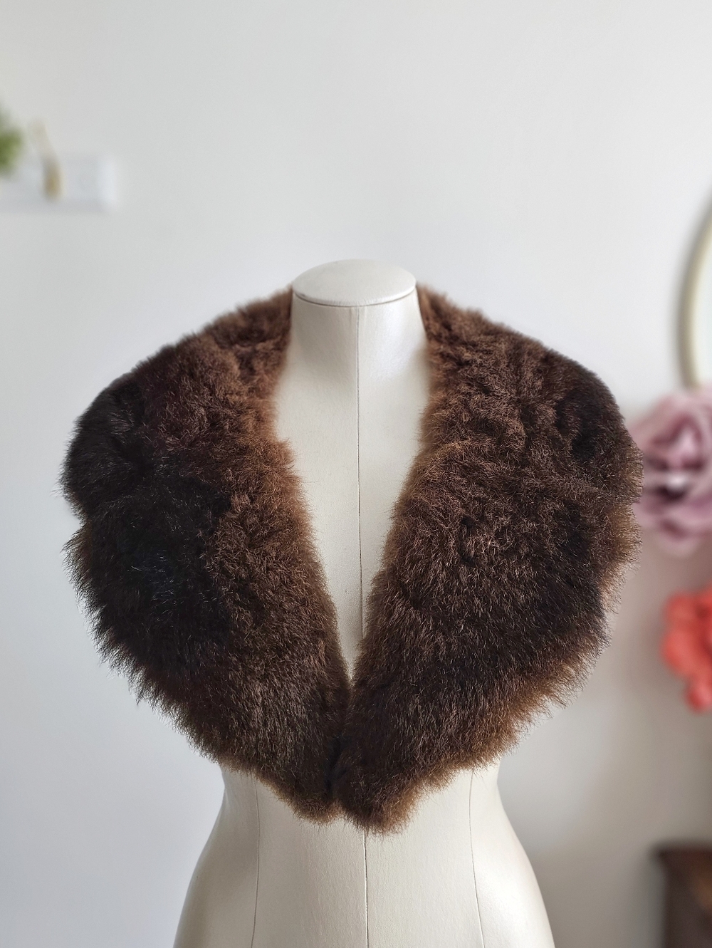 Vintage 1950s Mink Fur Stole Brown Real Fur Collar Old Hollywood Wrap